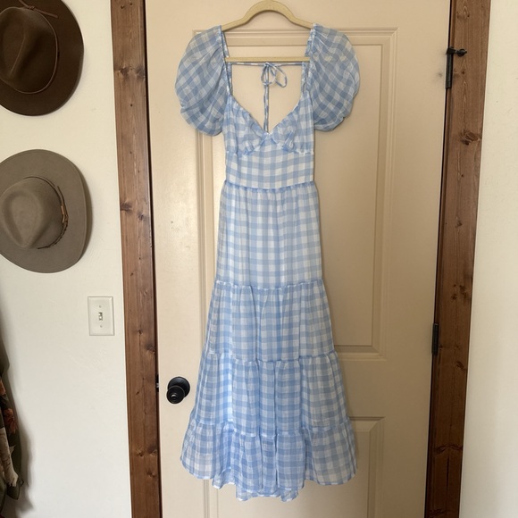 Lush Dresses & Skirts - Lush Light Blue Gingham Maxi Dress